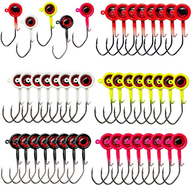 Bombite 40pack Crappie Jig Heads,Crappie Jigs Fishing Jig Heads Hook Lure Fishing Jigs Heads for Bass Fishing 1/32oz 1/16oz 1/8oz