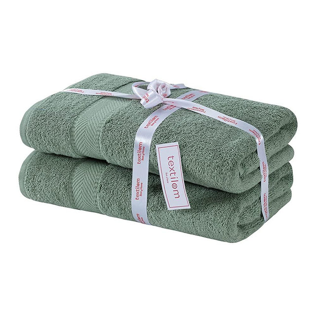 Textilom 100% Turkish Cotton 2 Pcs Bath Towel Set, Luxury Bath Towels for Bathroom, Soft & Absorbent Hotel Quality Bathroom Towels Set ( 27 x 54 inches )- Green