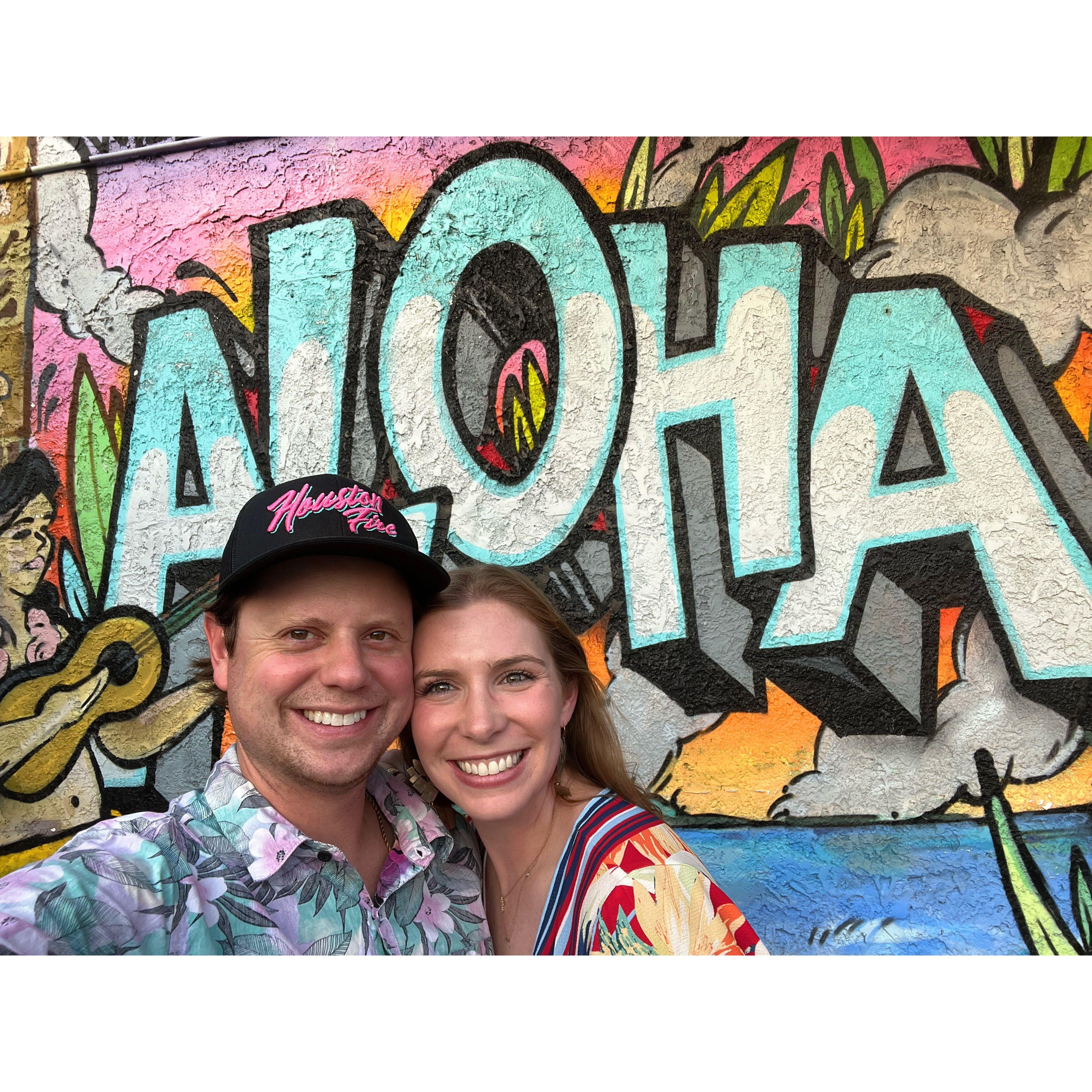Tiki themed date. This is one of my favorite pictures of us!
