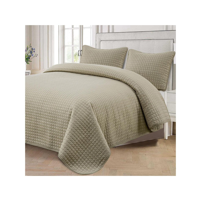 Oversized Reversible Quilted Bedspread Set Linen Full/Queen