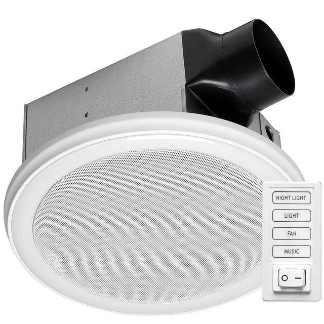 Homewerks 7130-16-BT Bathroom Fan with Color Changing LED Light and Bluetooth Speaker 110 CFM 1.5 Sones 4000K Cool White 1000 Lumens with Wall Switch