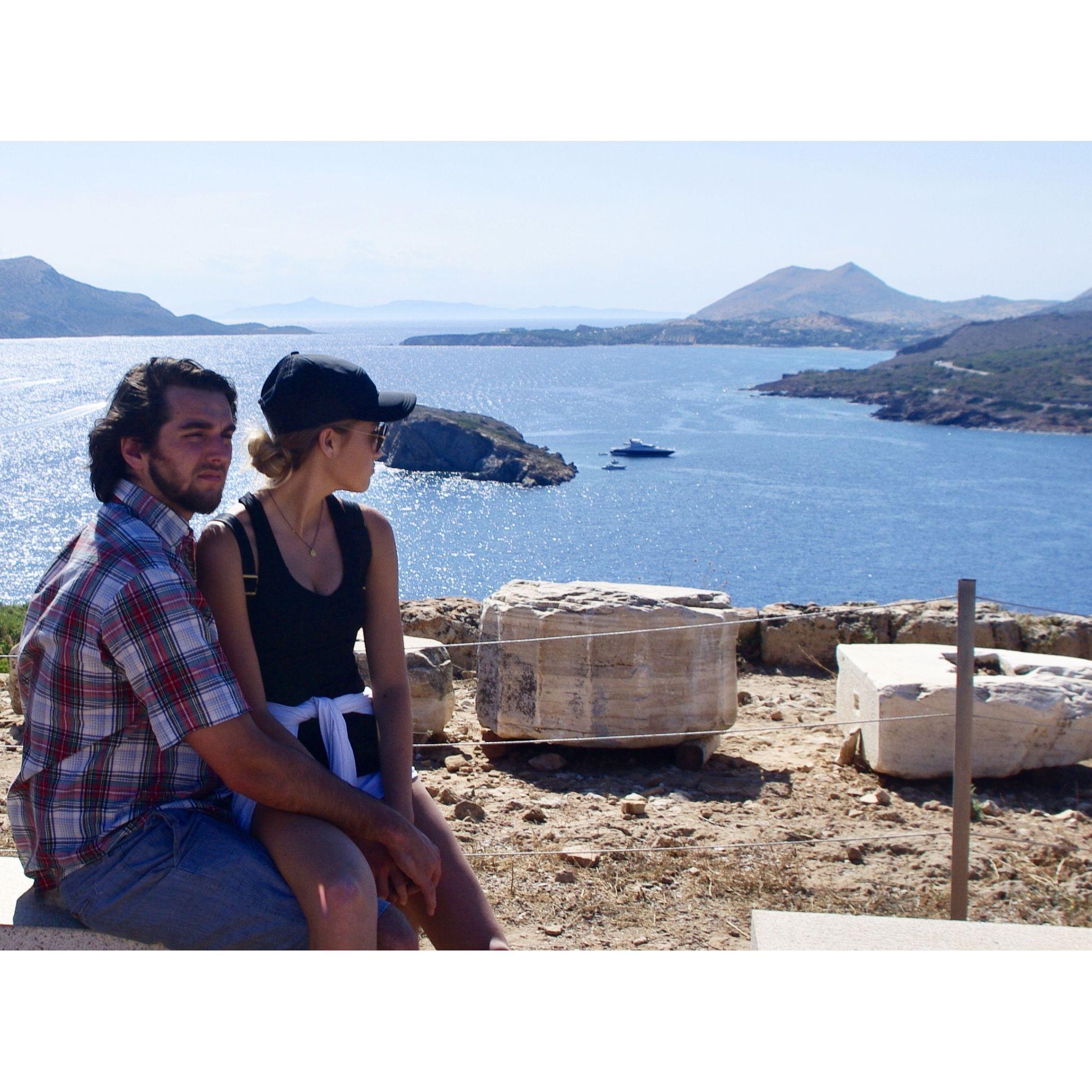 Lindsay & Ben's Study Abroad Trip, Outside the Temple of Poseidon Sounion, Greece - June 2016