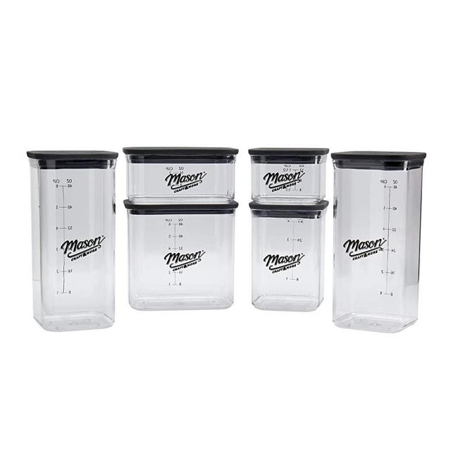 Mason Craft & More Food Storage Collection- BPA Free Tritan Plastic Container and Locking Lid, 12 Piece Assorted Stack-able Food Storage Set