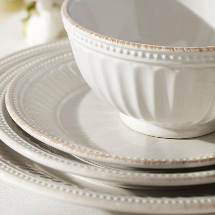 Lenox, French Perle Groove 12-Piece Plate & Bowl Dinnerware Set