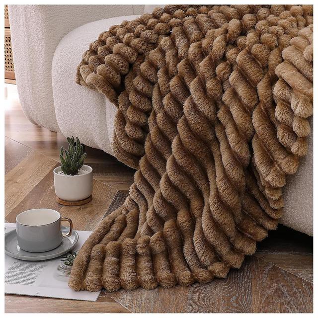 Kate Aurora Lux Ultra Soft & Plush Umbra Ombre Designed Oversized Accent Throw Blanket - 50 in. W x 70 in. L - Neutral