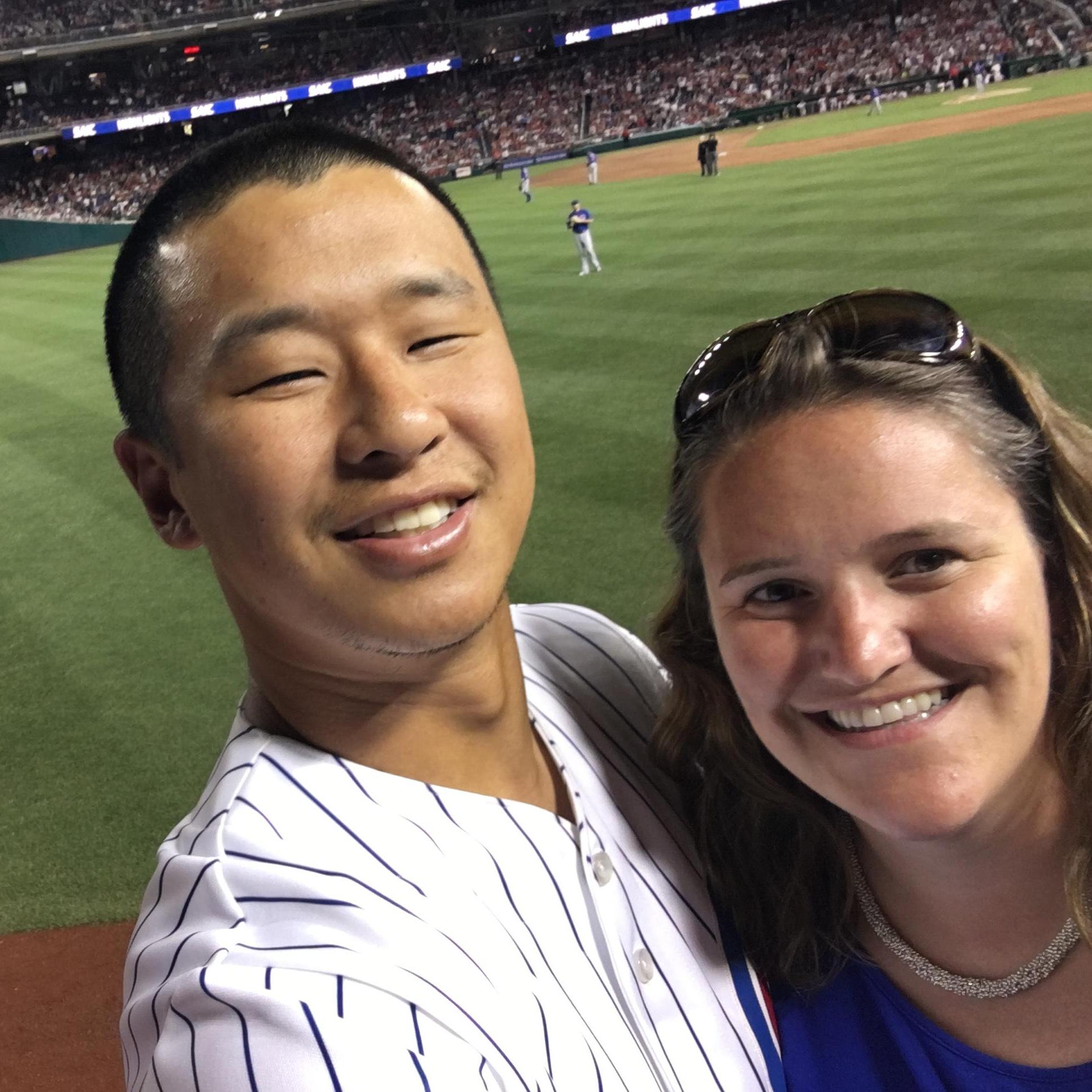 Chuck loves the Cubs. So when they come to DC, we always try to get tickets. The year they won the world series - we went to all three games in DC.