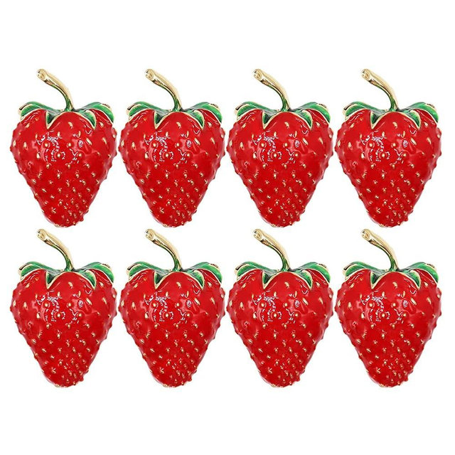 Qinwuwu Knobs Handles Pulls Iron Carving Strawberry Decorative Art Jewelry Boxes Pulls Knobs Creative Handles Kitchen Hardware Cupboard Drawer Dresser Zinc Alloy Pack of 8 pcs, Red