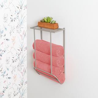 Wall-Mounted Bathroom Towel Holder with Shelf