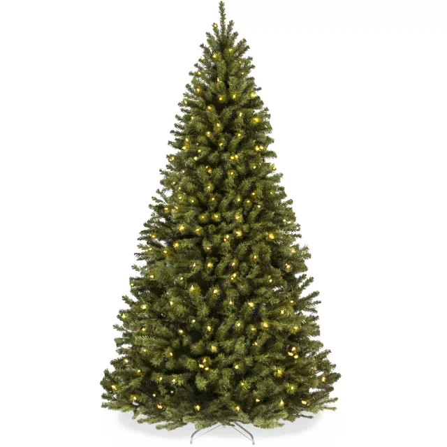 Best Choice Products 9ft Pre-Lit Spruce Artificial Christmas Tree w/ Easy Assembly, Metal Hinges & Foldable Base