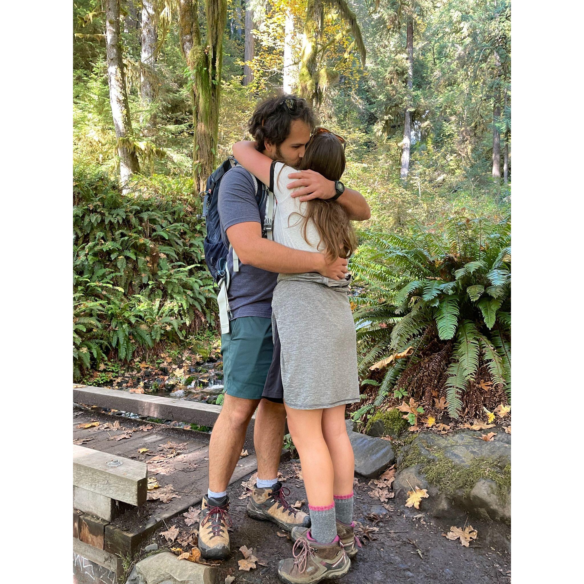 We got engaged near the town of Forks, Washington, in Olympic National Forest on the Hoh Trail. October 12, 2024