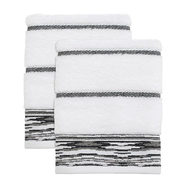 Nicole Miller - Hand Towels, Soft & Absorbent Cotton Set of 2 (Sydney Collection, White/Black)