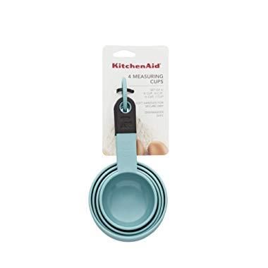 KitchenAid KE058OHAQA Classic Measuring Cups, Set of 4, Aqua Sky/Black