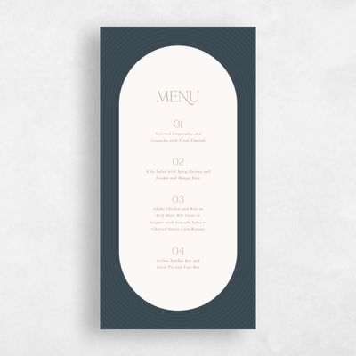Navy Blue Wedding Menu - Majestic