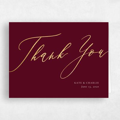 Burgundy, Red Wedding Thank You - Violin Foil