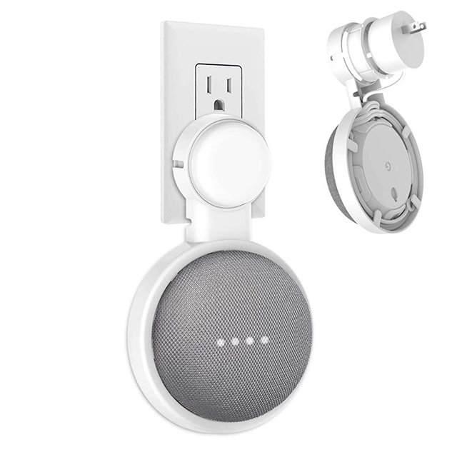 HomeMount Wall Mount for Google Home Mini or Google Nest Mini (2nd Gen),Space-Saving Outlet Holder Accessories for Google Mini Voice Assistant (White)