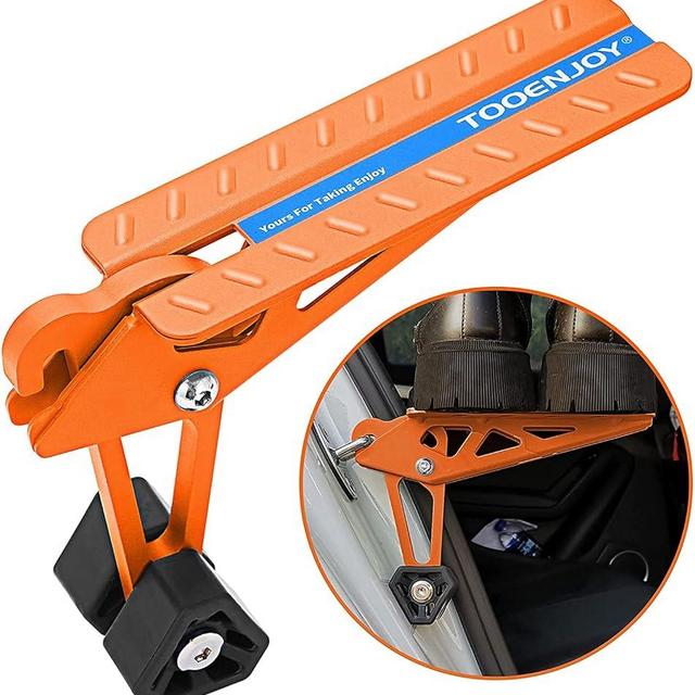 TOOENJOY Universal Fit Car Door Step, Foldable Roof Rack Door Step Up on Door Latch, Both Feet Stand Pedal Ladder, Easy Access to Rooftop for Most Car, SUV, Truck, Max Load 400 lbs(Orange
