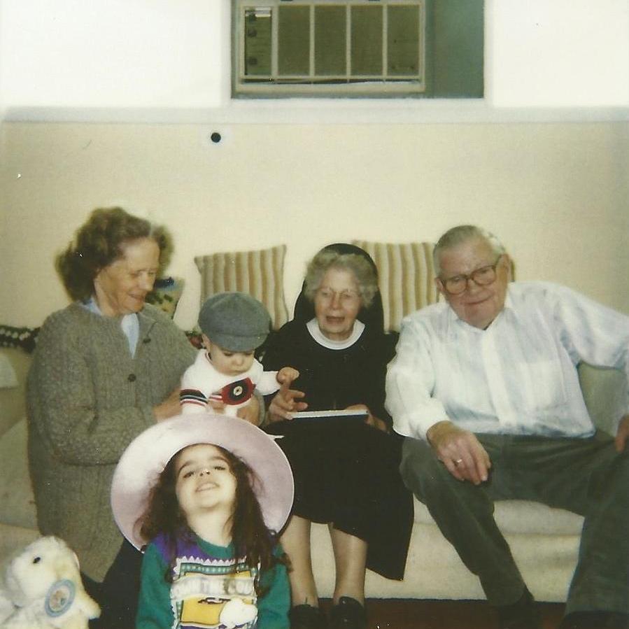 Joe with his Grandparents and sister