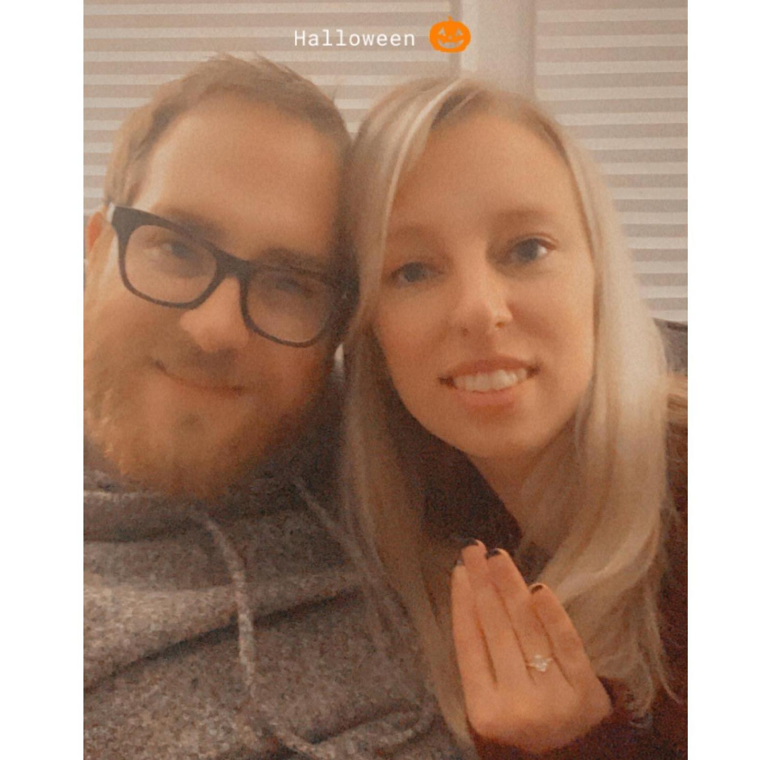 We don't look like it but we were both sick with Covid when he proposed on my favorite holiday, Halloween!