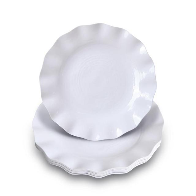 LOK-OSEMILE Melamine Dinner Plates, Set of 6, 9.875" 100% Melamine Dinner Plates for everyday use, breakproof and lightweight, white