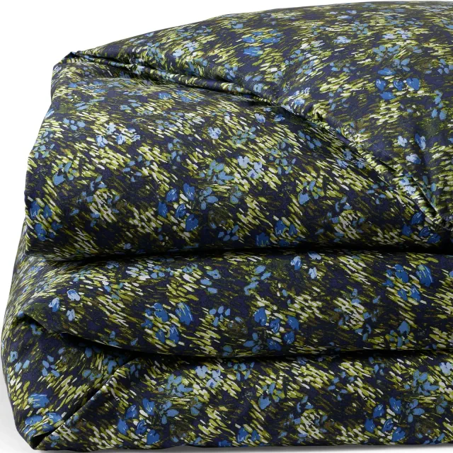 Lands' End 300 Thread Count Cotton Smooth Percale Duvet Bed Cover - King - Deep Sea Navy Abstract Floral