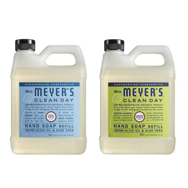 Mrs. MEYER'S CLEAN DAY Hand Soap Refill Scent Variety Pack 2 CT (Lemon Verbena + Rain Water)