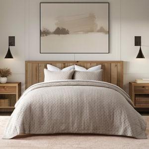 Cross Stitch Cotton Quilt set - Taupe, King