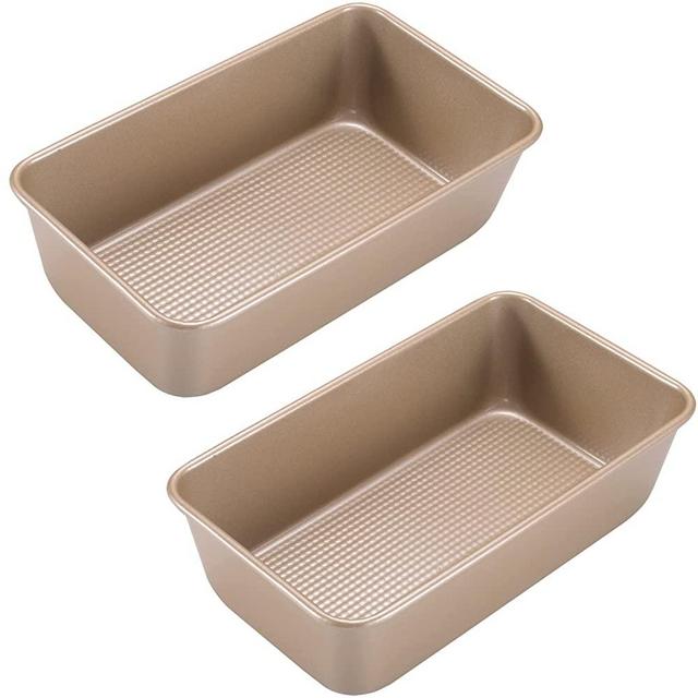 Joho Baking Nonstick Baking Loaf Pan,Bread Pans for Baking 9x5,Textured Bakeware Set,1 Pound,Gold