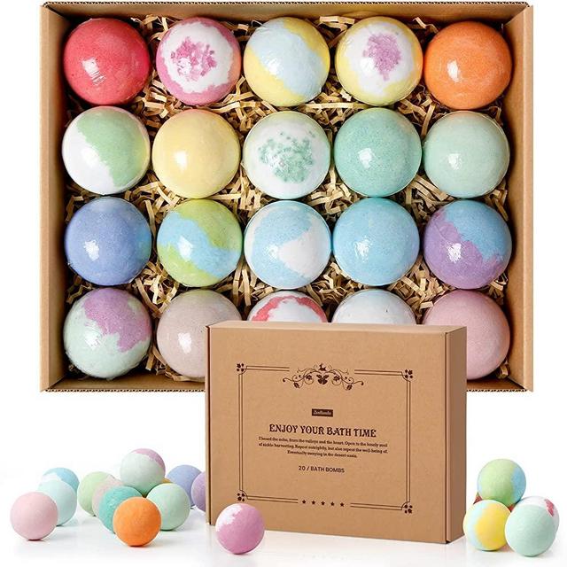 ZenBombs Bath Bombs Gift Set, 20 pcs Natural Shea Butter & Essential Oil Bath Bomb for Skin Moisturizing, Handmade Bubble Bath & Fizzy Spa, Ideal Gift for Women