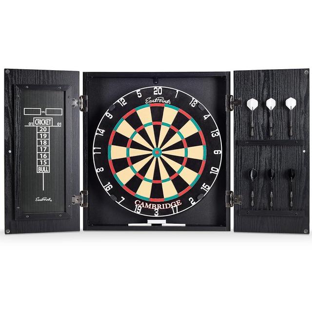 EastPoint Sports Official Size Dart Board Cabinet Set- Easy-Assembly & Complete with 6 Deluxe Steel Tip Darts and Accessories -Premium Darts Set with Scoreboard for Bar Games & Indoor Games