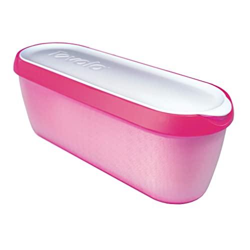 Tovolo 81-3330 Glide-A-Scoop Ice Cream Tub, 1.5 Quart, Insulated, Airtight Reusable Container With Non-Slip Base, Stackable on Freezer Shelves, BPA-Free, Raspberry Tart