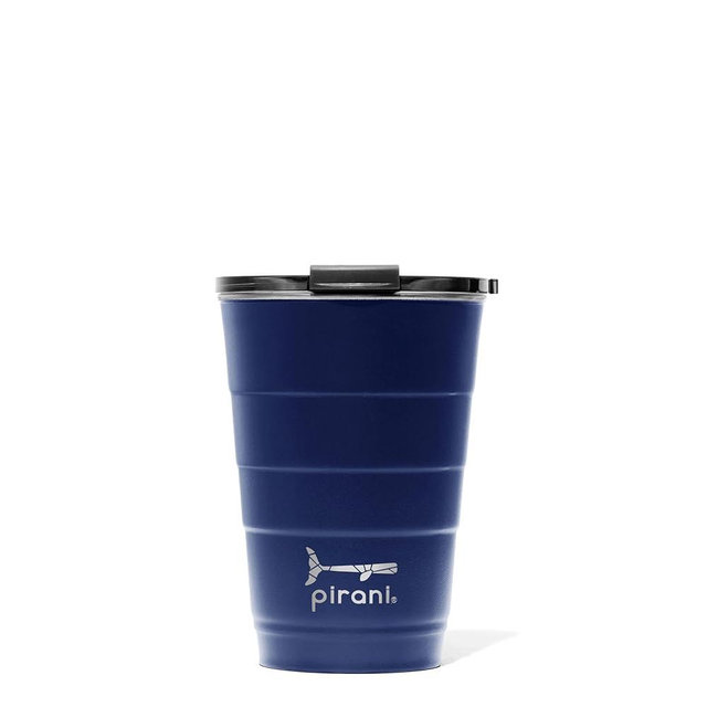 Pirani 16oz Insulated Stackable Tumbler - Skinny-Wall Triple Vacuum Insulation Cup with Version 2.0 Air-Tight, Screw-On Lid Lid - Space Saving Design - The Deep (Navy)