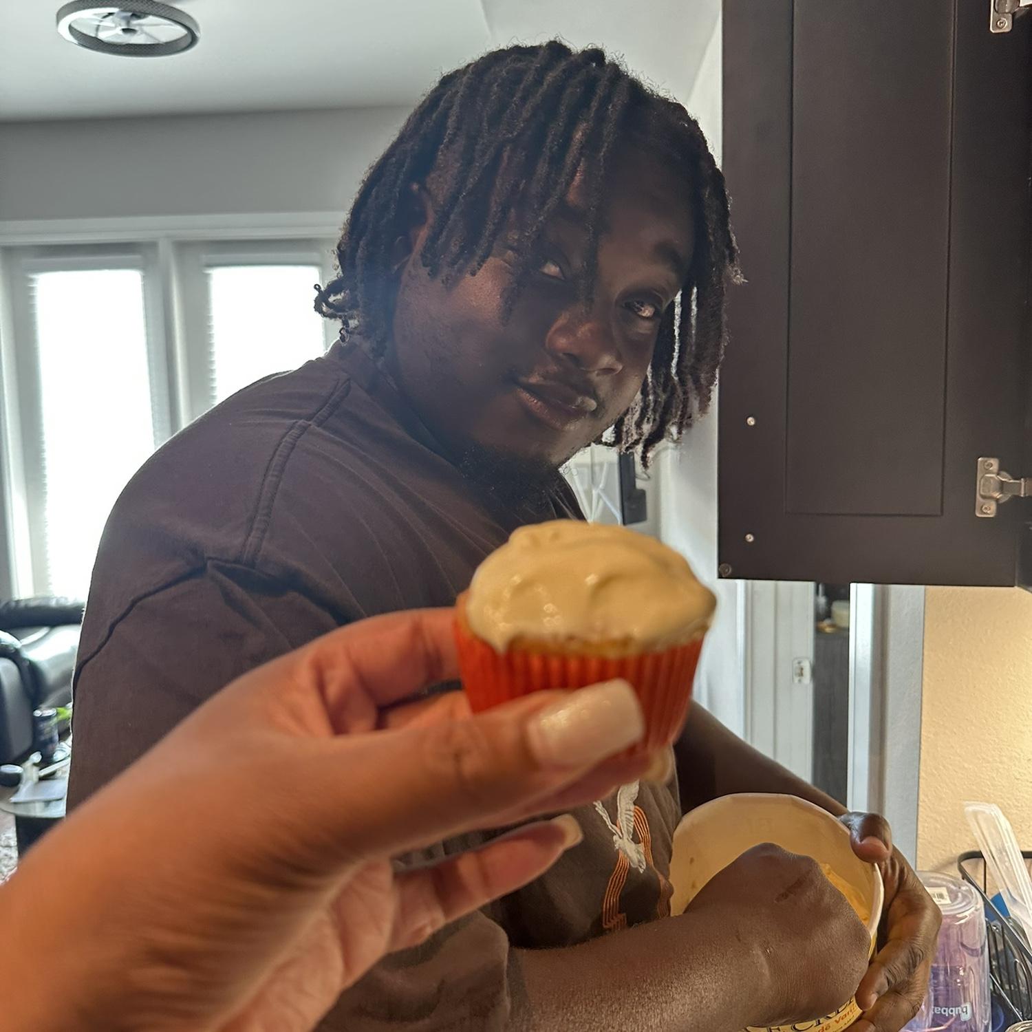 He gets to sample cupcakes before I actually make them look good 😂