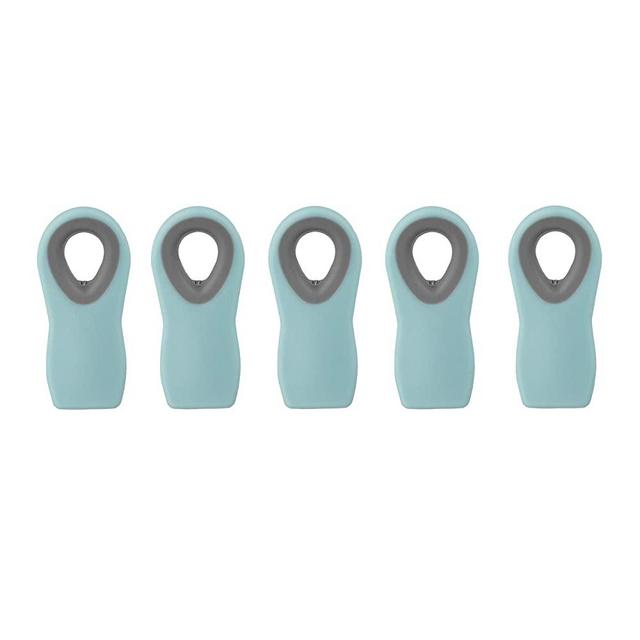 Cook with Color 5 Pc Chip Bag Clips, Kitchen Clips, Magnetic Chip Clips for Bags, Food Bag Clips with Airtight Seal (Aqua)