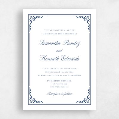 Dark Cobalt, Blue Wedding Invitation - Thalia Portrait