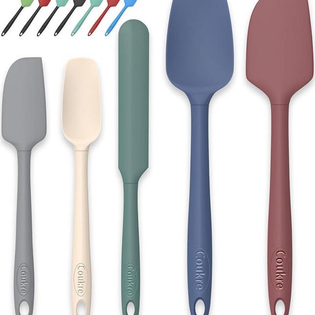 Coukre Silicone Spatula Set of 5,High Temperature Resistant, Food Grade Silicone, Dishwasher Safe, for Baking, Cooking (Colorful-3)