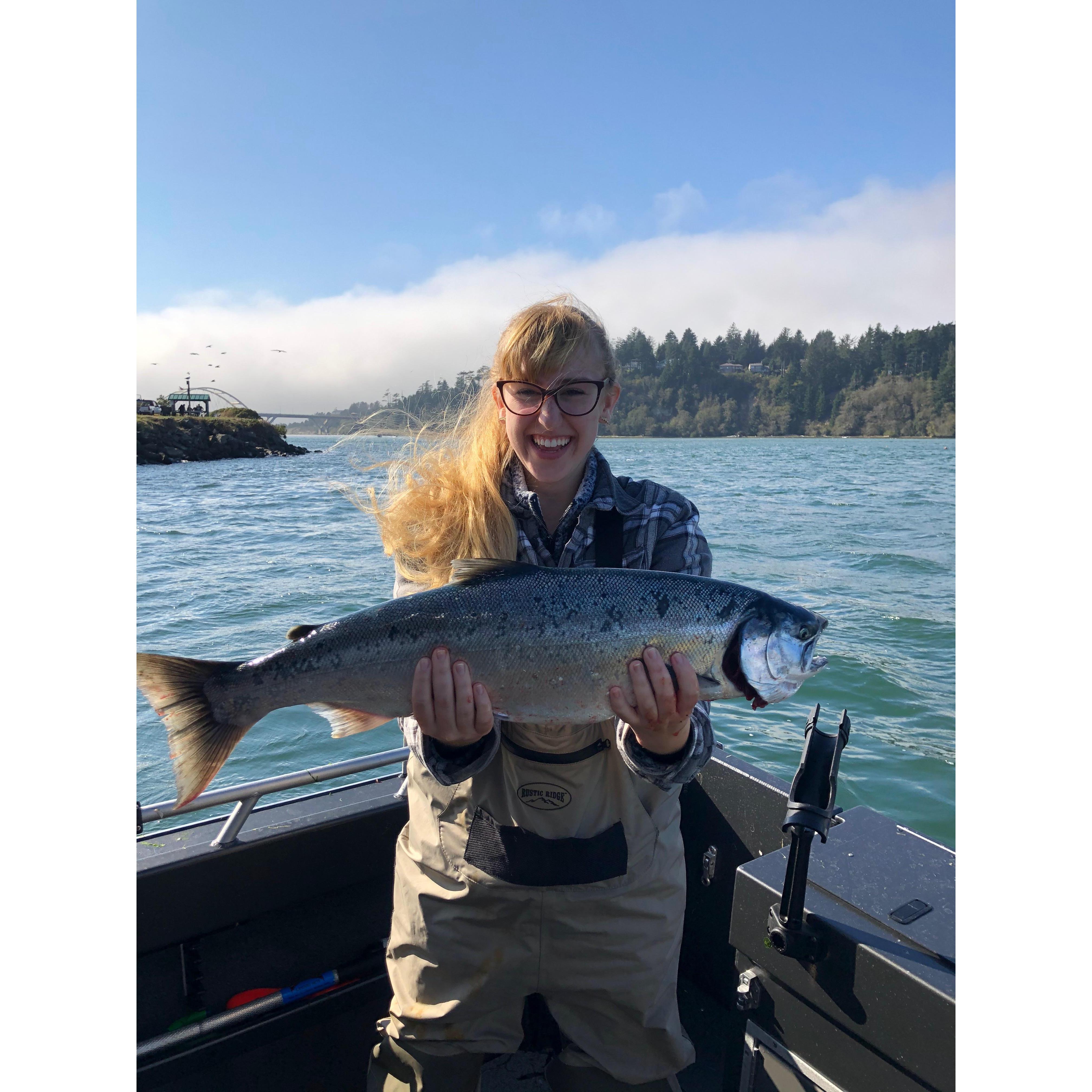 Bethany's first time Salmon fishing and she caught one! What a keeper... cough cough talking about Bethany not the fish