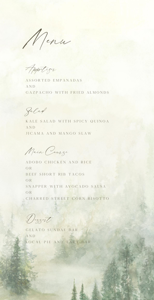 Forest | Forest | Zola Wedding Menus