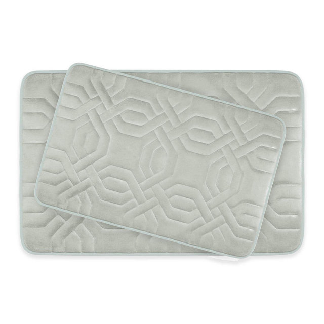 Bounce Comfort Chain Ring Memory Foam 2-Piece Bath Mat Set in Light Grey
