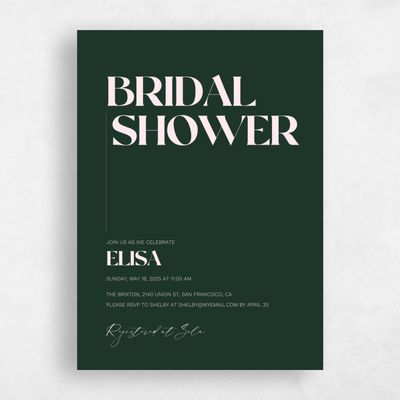 Dark Forest, Green Wedding Wedding Shower Invitation - Carlisle Type