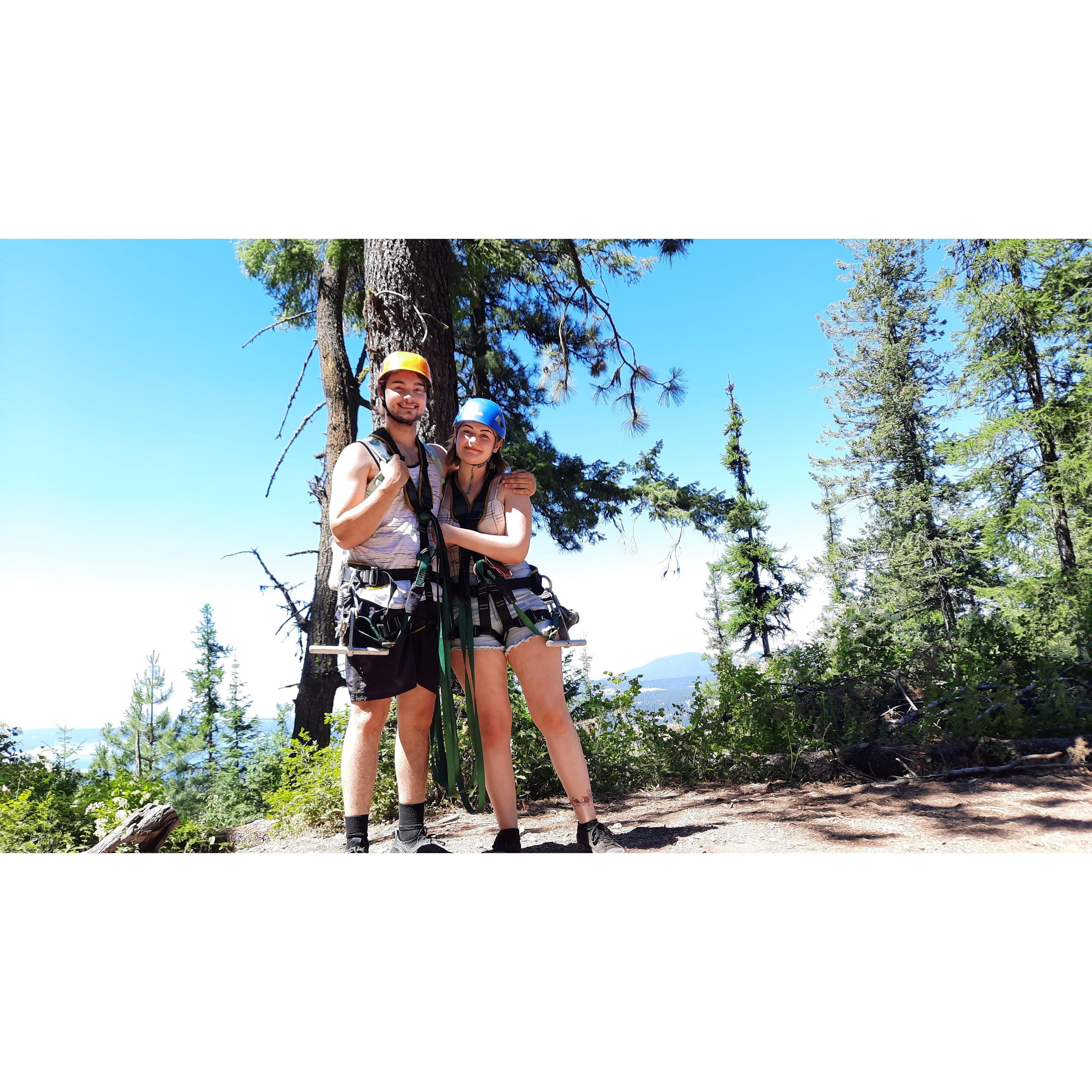 Our one year anniversary of dating, where we went ziplining and then to an escape room!