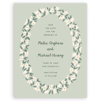 Green Wedding Digital Save the Date - Marguerite Portrait