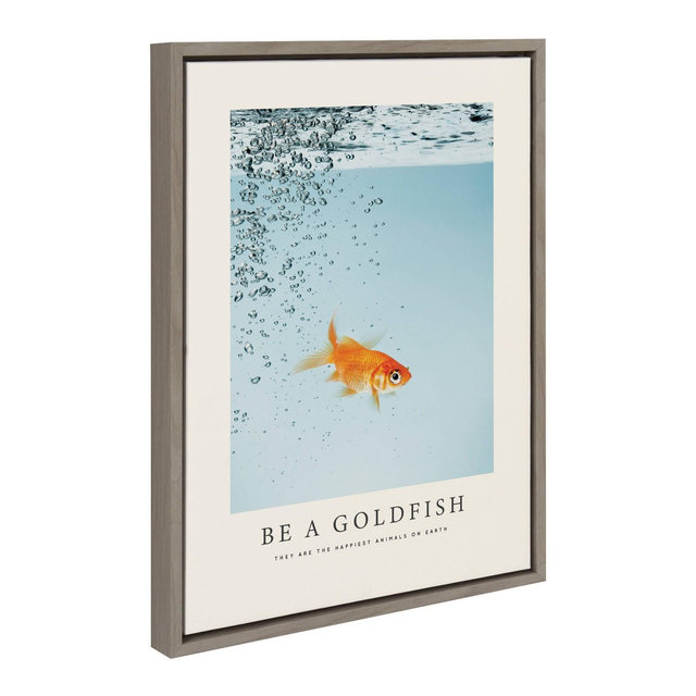 Kate & Laurel All Things Decor 18"x24" Be a Goldfish Framed Canvas by The Creative Bunch Studio Gray