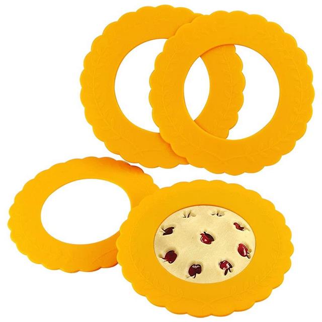 Webake Mini Silicone Pie Shield 4 Pack, Pie Crust Protector Shield for Mini Pie Pans, BPA Free European Food Grade Silicone Pinch Test Passed, Fits Rimmed Pie Dish 5” - 6” to Protect Edge from Burning