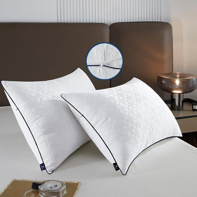 JSWF Bed Pillows for Sleeping King Size 2 Pack ，Ultra Soft Fluffy with Zipper，Premium Soft Down Alternative Fill Set of 2 for Back, Stomach Or Side Sleepers, Machine Washable King (2-Pack)