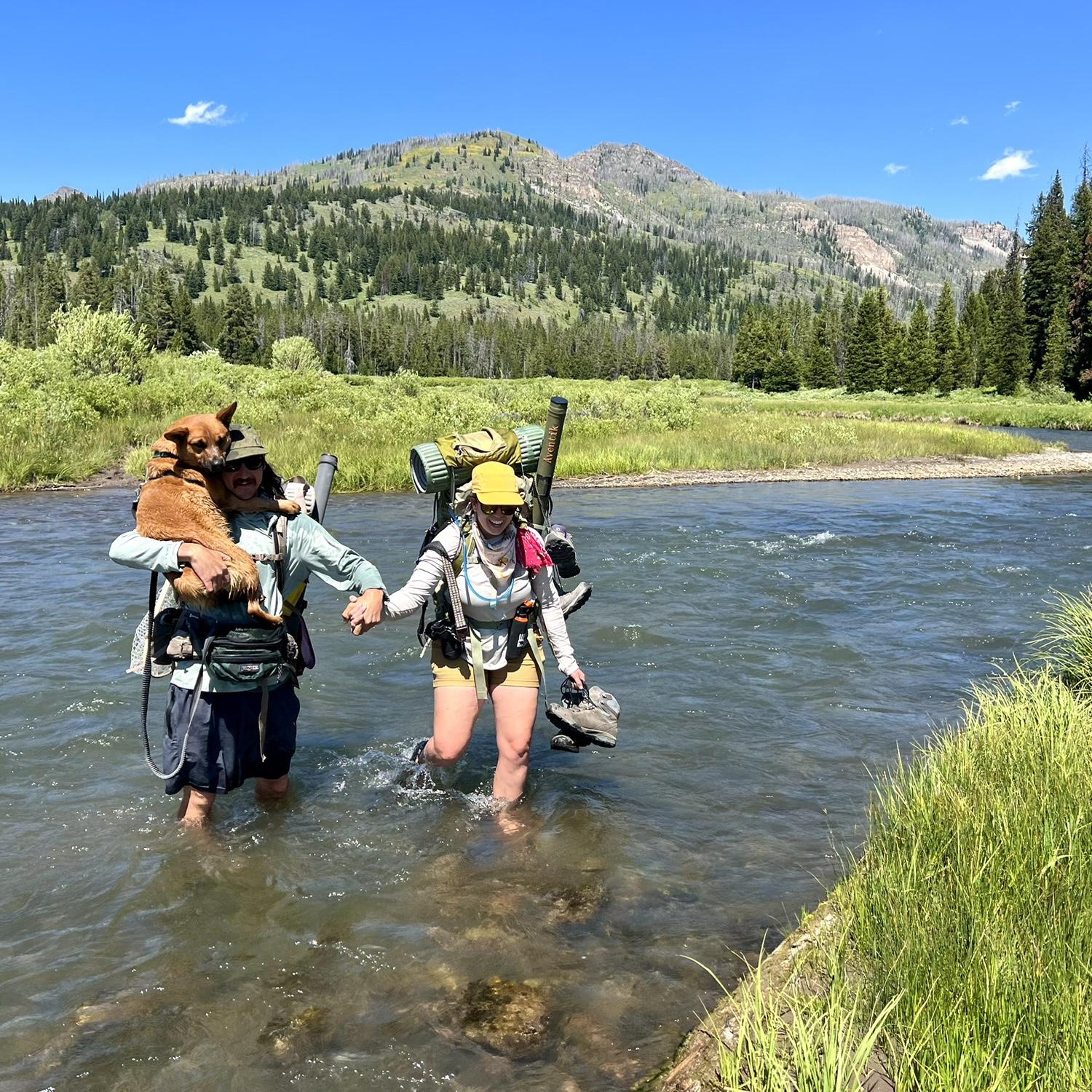 Get yourself a Jesse aka someone who will carry the dog and a full backpack and offer an arm for support, all while crossing a fast, frigid river.