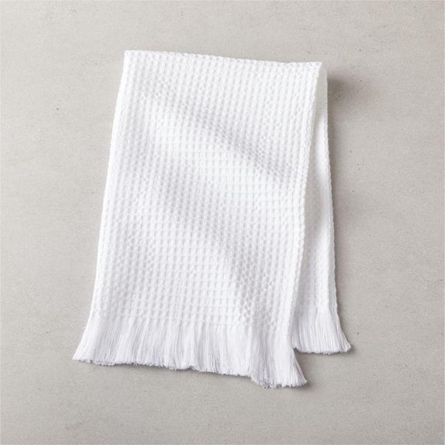 Meilan White Cotton/Bamboo Waffle Hand Towel