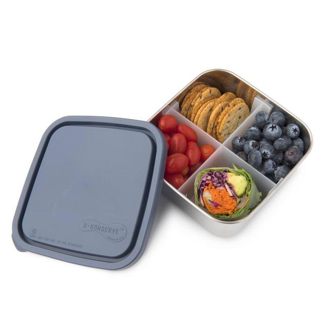 U Konserve Divided To-Go Medium Stainless Steel Container 30oz - Ocean Plastic Lid