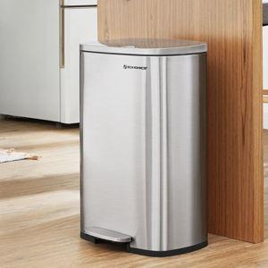Songmics Stainless Steel Silver Step On Trash Can