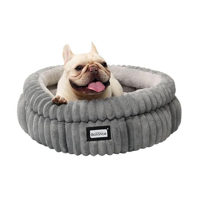 BALANCE Cat Bed Kitten Bed, Washable Round Cat Beds for Indoor Cats,Super Soft Plush Faux Fur Pet Bed for Puppy and Kitten with Anti-Slip Bottom