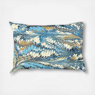 Feathers Hand-Marbled Pillow Cover with Insert
